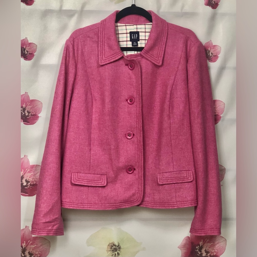 GAP Wool Flannel - Tip Stitched Jacket - Back Buckle -Cotton Lined - XXL - NWOT
